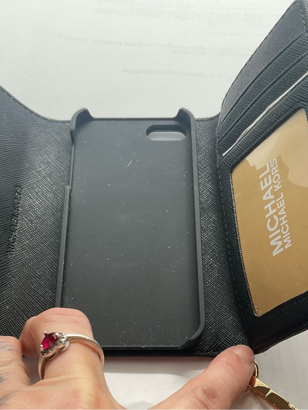 Michael Kors Black Wallet Phone Case with Card Window